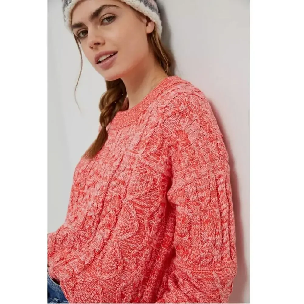 ANTHROPOLOGIE PILCRO JASMINE MIXED CABLE KNIT TUNIC SWEATER, SZ SMALL